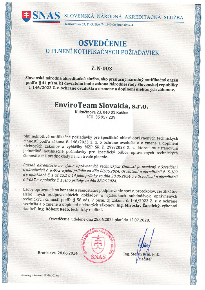 Notifikačné osvedčenie Licencie Licencie